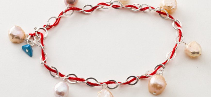 צמיד פנינה וכסף טהור